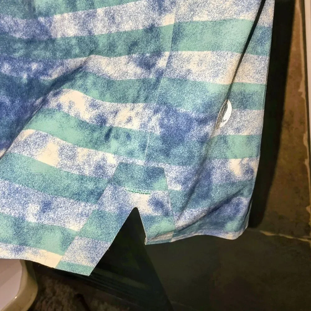 LULULEMON Sz 32 Stretch Blue Digital Swim Trunks Beach Surf Logo Board Shorts